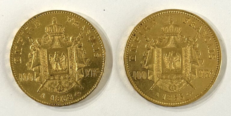 France - Napoléon III (1852-1870) - Lot de deux 100 Francs 1855 A et 1868 A - A…
