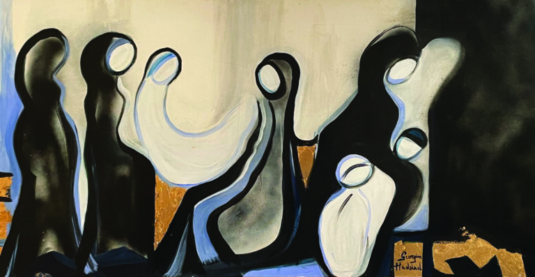Georgine HADDAD (1957-) - Femmes - Acrylique sur toile, signée en bas à droite…