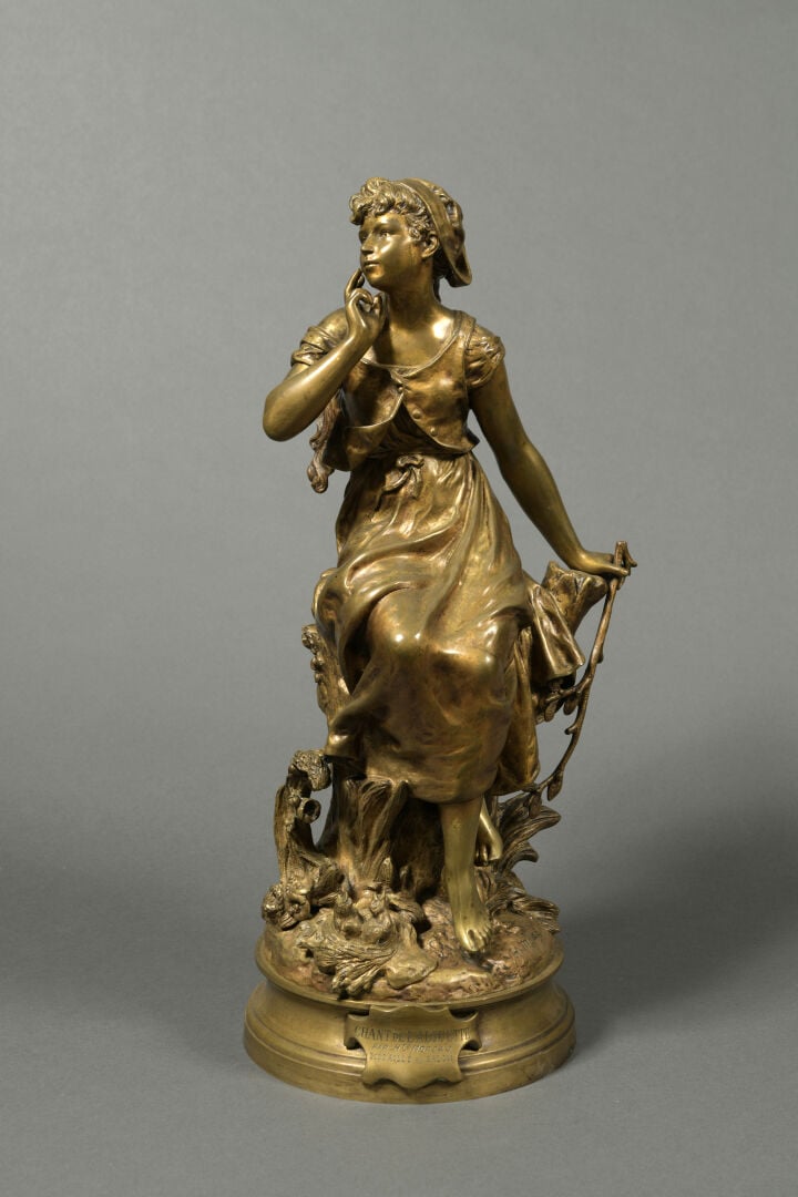 Hippolyte MOREAU (1832-1927) - "Chant de l'alouette", - Epreuve en bronze à pat…