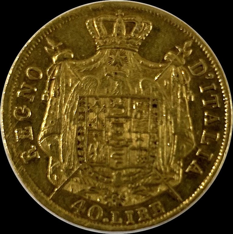 Italie - Napoléon Ier (1804-1815) - 40 Lires 1808 M - A : Tête nue à gauche de…
