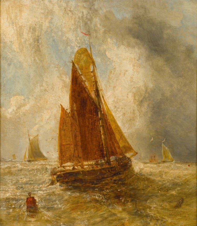 Joseph William BOND (1833-1926) - Bateau, 1899 - Huile sur panneau (très légère…