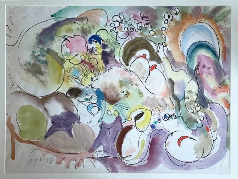 Ludwig (Ludwik) KLIMEK (1912-1992) - Nu - Aquarelle sur papier, cachet « atelie…