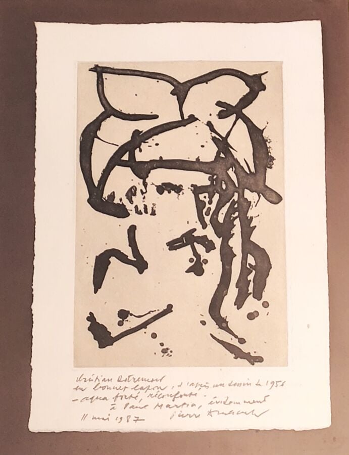 Pierre ALECHINSKY (1927-) - Portrait de Christian Dotremont en bonnet lapin, 19…
