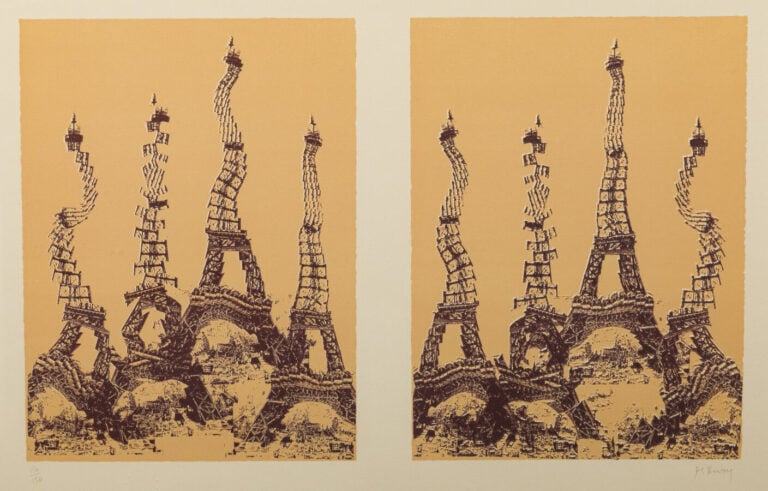 Pol BURY (1922-2005) - La danse des Tours Eiffel - Lithographie en couleurs sur…