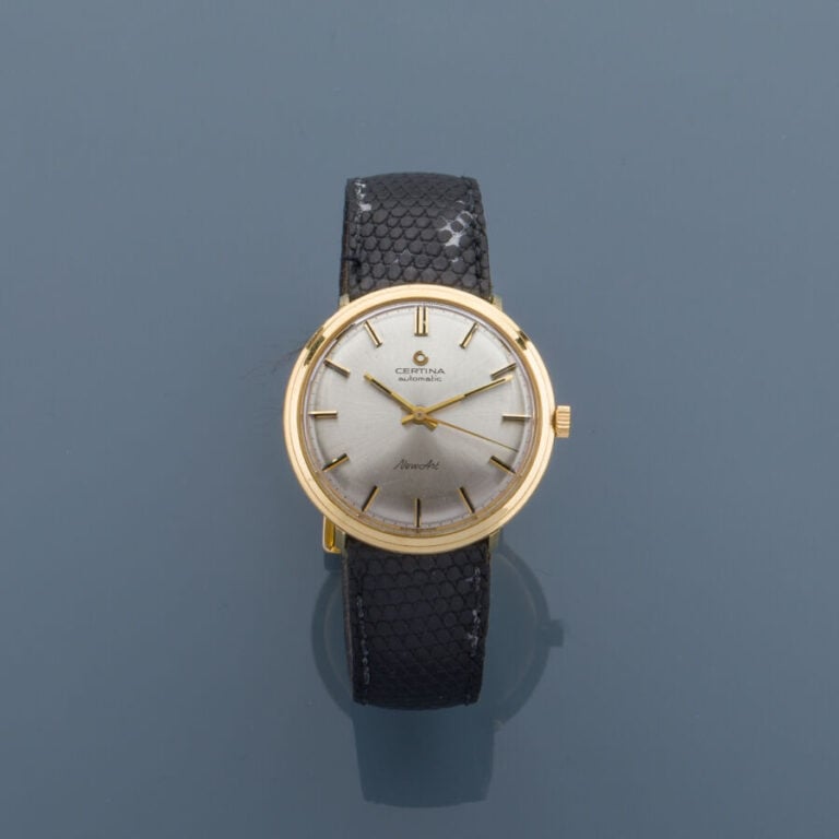 CERTINA - BRACELET MONTRE ronde, modèle « New Art » en or jaune (750‰). Cadran…