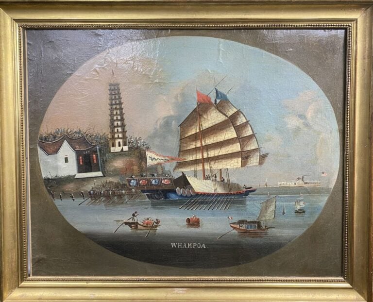 Chine, Canton - Fin du XIXe siècle - Bateaux à voile bateaux à vapeur et sampan…