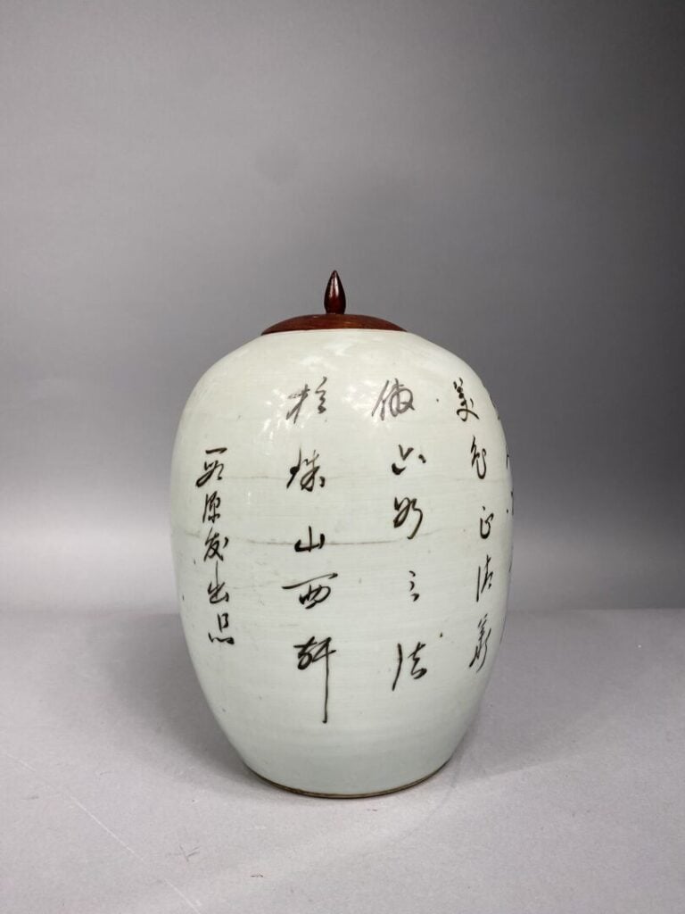 Chine - Pot à gingembre en porcelaine émaillée polychrome représentant des jeun…