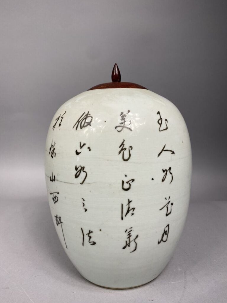 Chine - Pot à gingembre en porcelaine émaillée polychrome représentant des jeun…