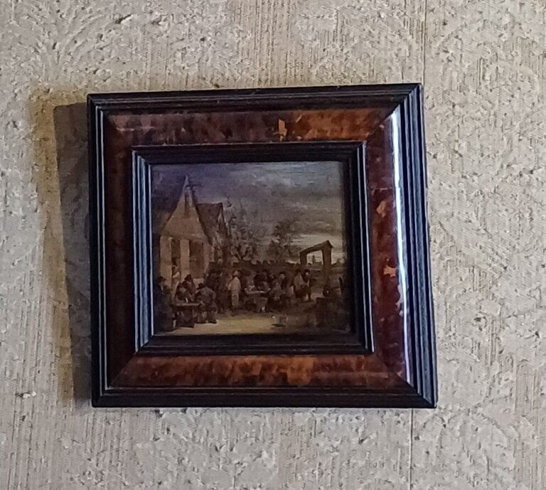 Dans le goût de Brueghel « Scène de fête », huile sur panneau parqueté - 14 x 1…