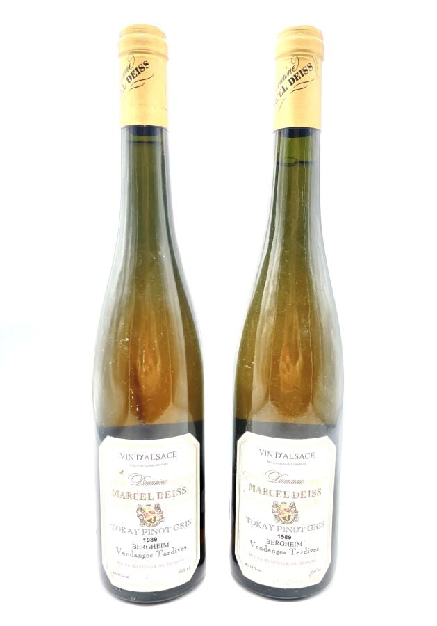 Deux bouteilles d'ALSACE - TOKAY PINOT GRIS Vendange Tardive Marcel DEISS. 1989…