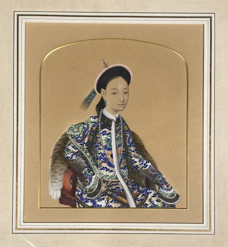Ecole chinoise, dans la goût de TINGQUA - Portrait de l'Empereur et sa femme -…