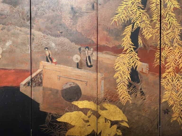 * ÉCOLE VIETNAMIENNE - Milieu XXe siècle - Paravent à huit feuilles en laque po…