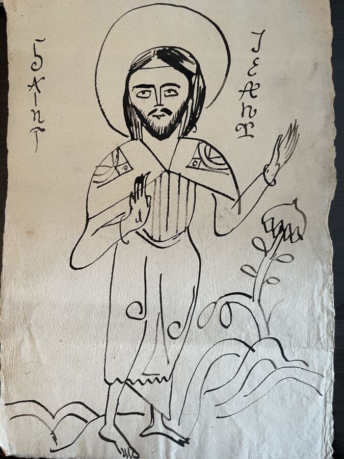 Emile Henri BERNARD (1868-1941) - Saint Jean, Un des célestes musiciens, Fumée…