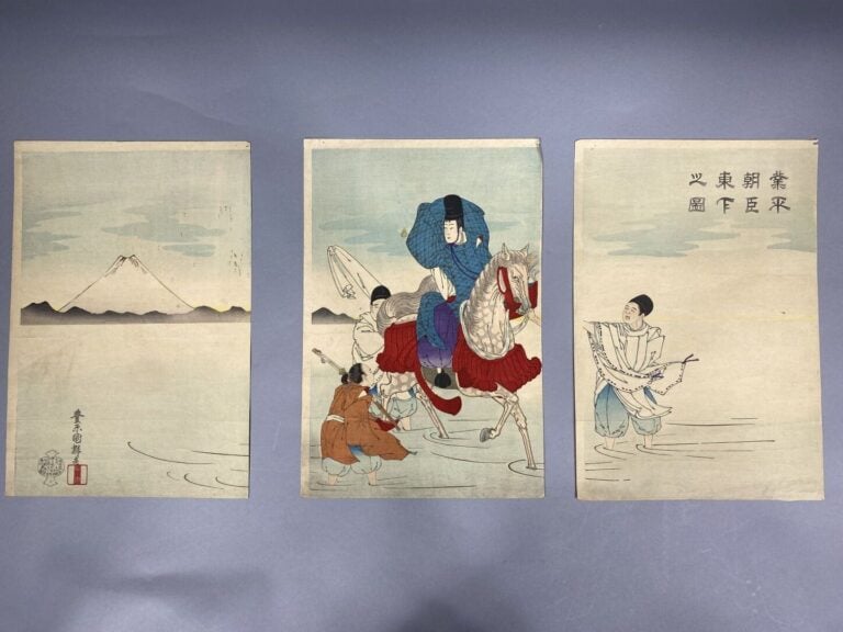 Ensemble comprenant : - - diptyque, partie de triptyque, et quatre oban accidde…