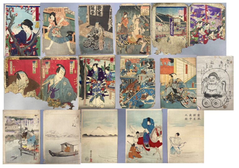 Ensemble comprenant : - - diptyque, partie de triptyque, et quatre oban accidde…