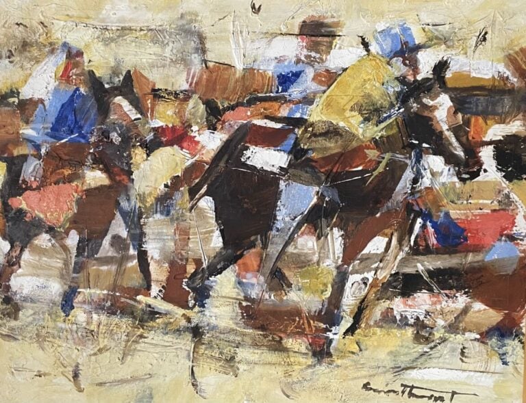 Irwin CROSTHWAIT (1914-1981) - Courses de chevaux - Deux huile sur toile, signé…