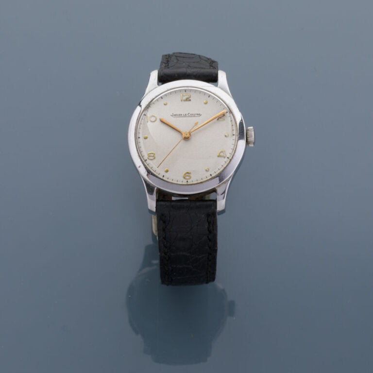 JAEGER LECOULTRE - BRACELET MONTRE ronde en acier.. Cadran crème, chiffres arab…