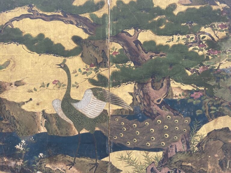 JAPON - Epoque EDO (1603 - 1868), XVIIIe siècle - Paravent à deux feuilles, enc…