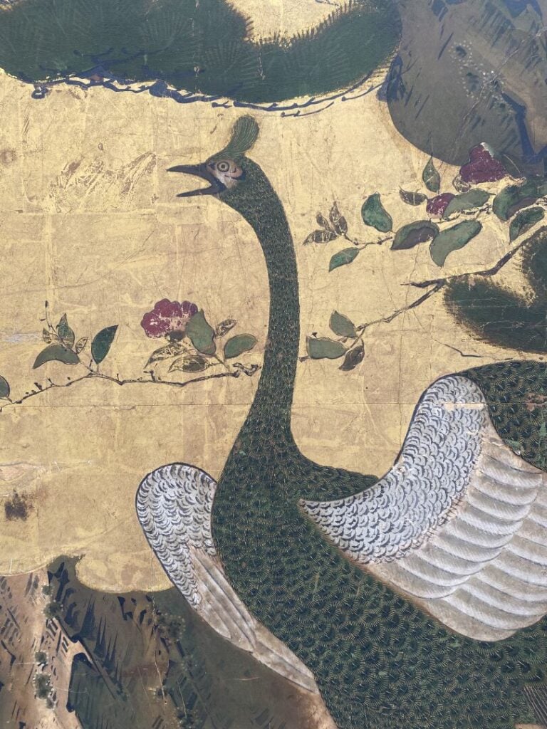JAPON - Epoque EDO (1603 - 1868), XVIIIe siècle - Paravent à deux feuilles, enc…