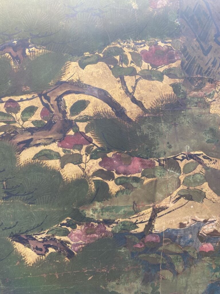 JAPON - Epoque EDO (1603 - 1868), XVIIIe siècle - Paravent à deux feuilles, enc…