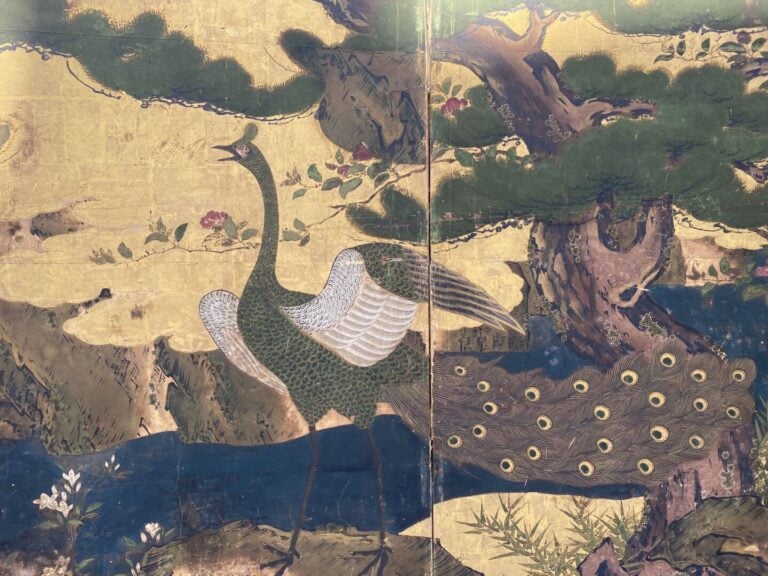 JAPON - Epoque EDO (1603 - 1868), XVIIIe siècle - Paravent à deux feuilles, enc…