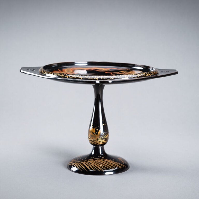 JAPON XXème siècle - Ensemble de deux plateaux laqués noir sur pied , à décor d…