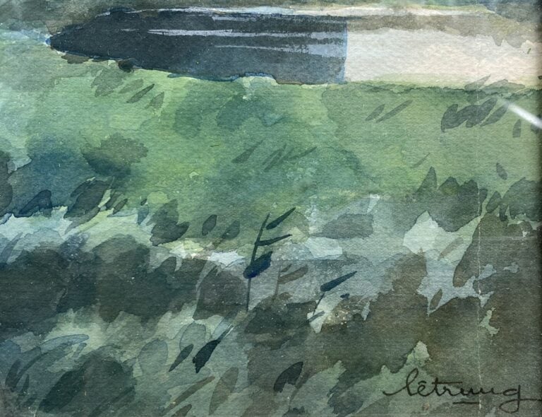 Lê TRUNG (1919) - Bouviers dans un paysage - Aquarelle - Signé en bas à droite…