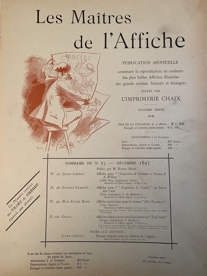 Les Maîtres de l'Affiche - Imprimerie Chaix, Paris, 1896-1900, 4 vol. in folio,…