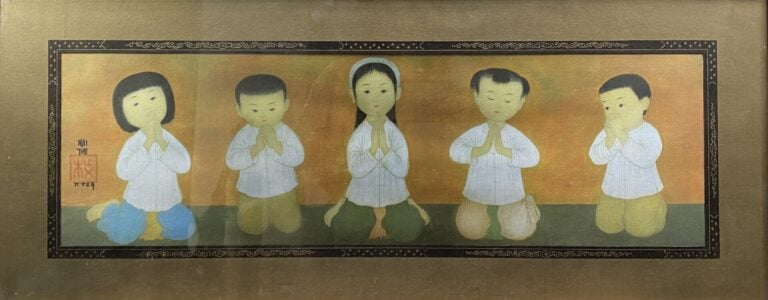 MAI THU (1906-1980), d'après - La prière des enfants - Impression sur soie - 19…