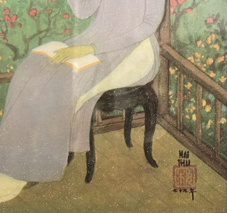 MAI THU (1906-1980), d'après - Le printemps - Impression sur soie - 43 x 24.5 c…