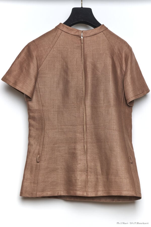 MARC VAUGHAN - 1960'S - CORSAGE - TOILE DE LIN MÉLANGÉE, SUÈDE - MARRON GLACÉ,…