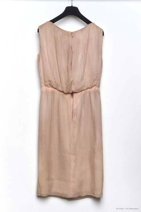 MARC VAUGHAN - 1960'S - ROBE - MOUSSELINE CRÉPON - ROSE LAYETTE - SANS GRIFFE -…