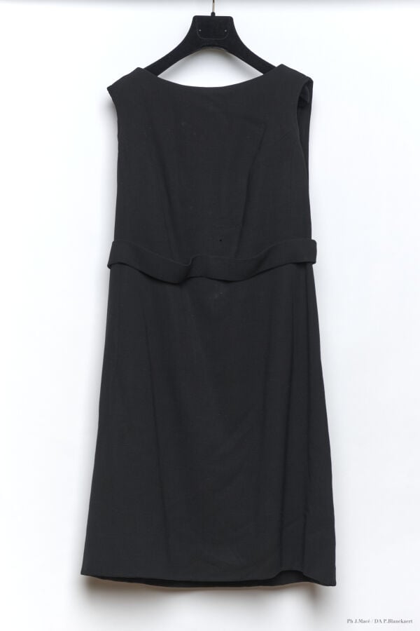 MARC VAUGHAN - 1960'S - VESTE, BLOUSE - CRÊPE LAINE - NOIR - EFFET DE BAVOLET (…