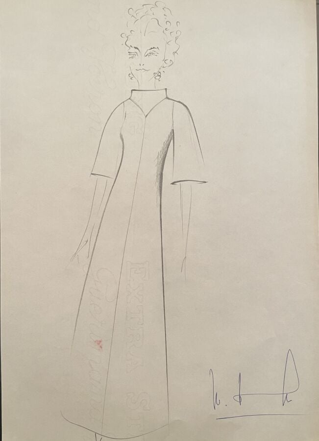 MARC VAUGHAN - LATE 1960'S - ROBE D'HÔTESSE - SOIE - GRIS ACIER - EFFET DE DÉCO…