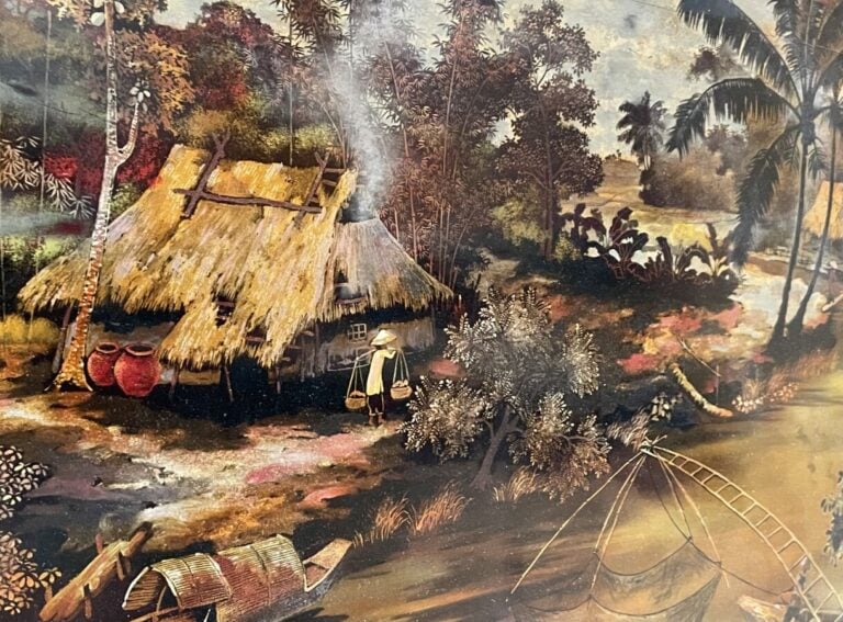 TRAN VAN HA (1911-1974) - Paysage vietnamien - Laque sur panneau de bois Signé…