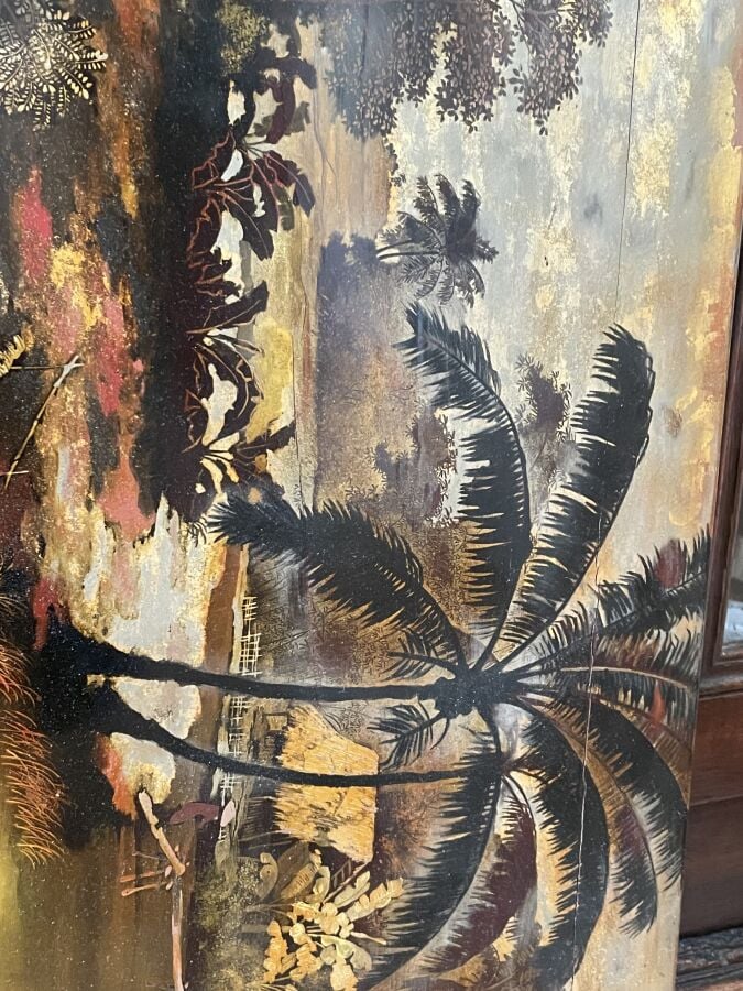 TRAN VAN HA (1911-1974) - Paysage vietnamien - Laque sur panneau de bois Signé…