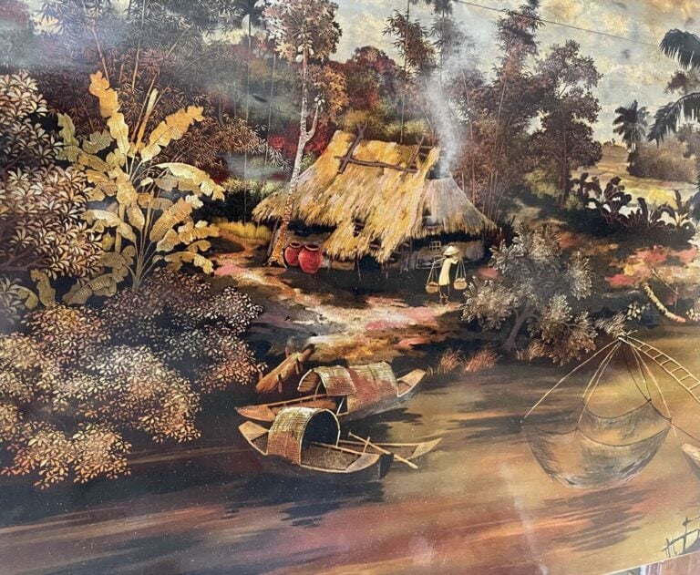 TRAN VAN HA (1911-1974) - Paysage vietnamien - Laque sur panneau de bois Signé…