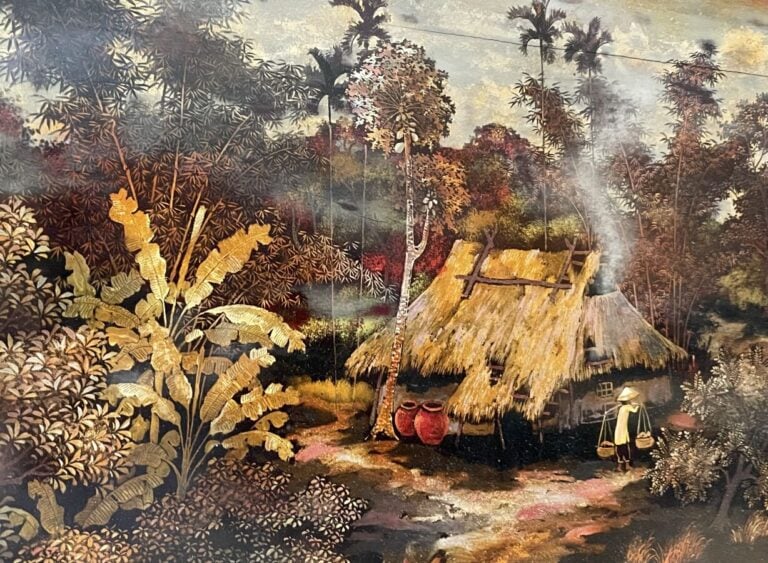 TRAN VAN HA (1911-1974) - Paysage vietnamien - Laque sur panneau de bois Signé…