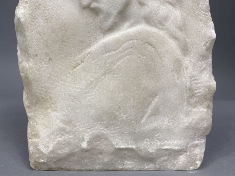 A. GENNARELLI - Profil du Christ - Bas-relief en marbre - Signé en bas à droite…