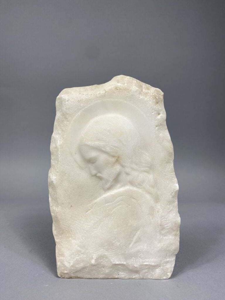A. GENNARELLI - Profil du Christ - Bas-relief en marbre - Signé en bas à droite…