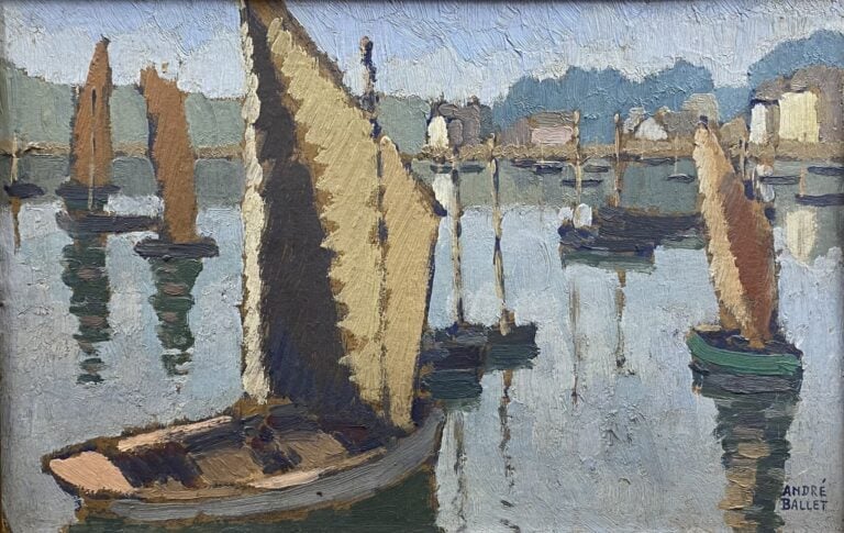 André BALLET (1885-?) - Barques - Huile sur carton - Signé en bas à droite - 17…