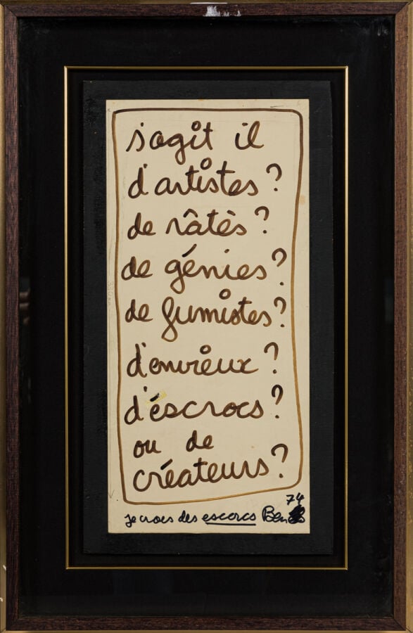 BEN (1935-2024) BENJAMIN VAUTIER DIT - S'agit-il d'artistes ratés ? , 1974 - En…