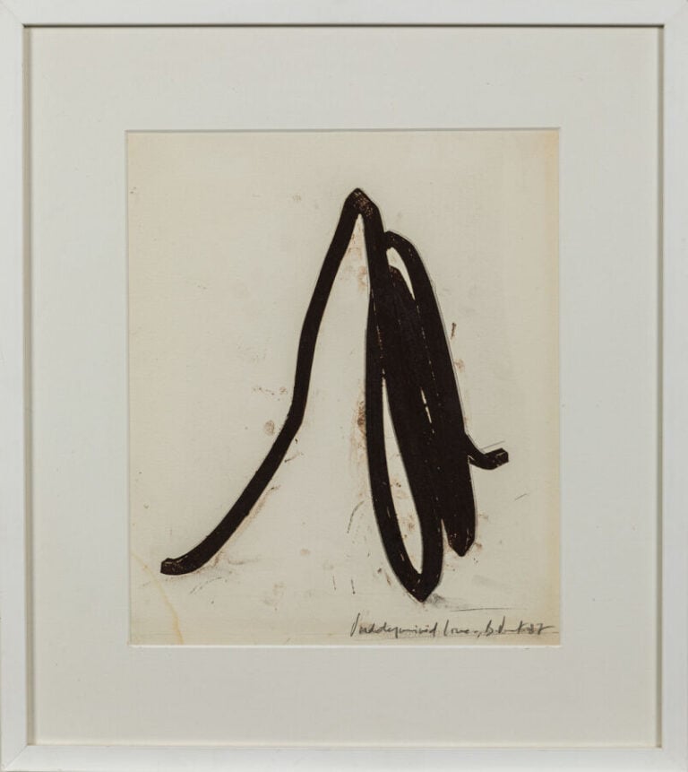 BERNAR VENET (1941-) - Ligne indéterminée ,1987 - Collage, fusain, crayon gras…