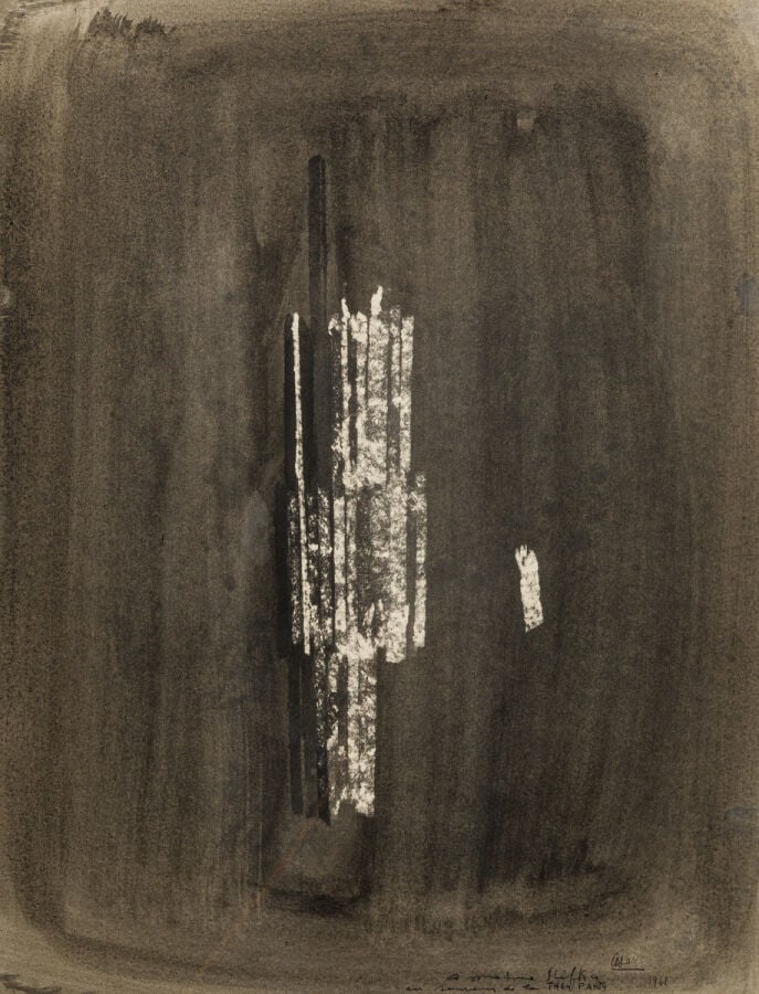 CÉSAR (1921-1998) CÉSAR BALDACCINI DIT - Arrachage, 1961 - Lavis sur papier, si…
