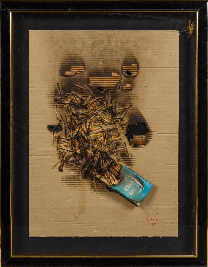 CÉSAR (1921-1998) CÉSAR BALDACCINI DIT - Combustion d'allumettes, 1978 - Collag…