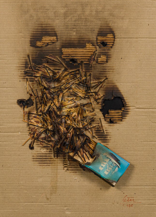 CÉSAR (1921-1998) CÉSAR BALDACCINI DIT - Combustion d'allumettes, 1978 - Collag…