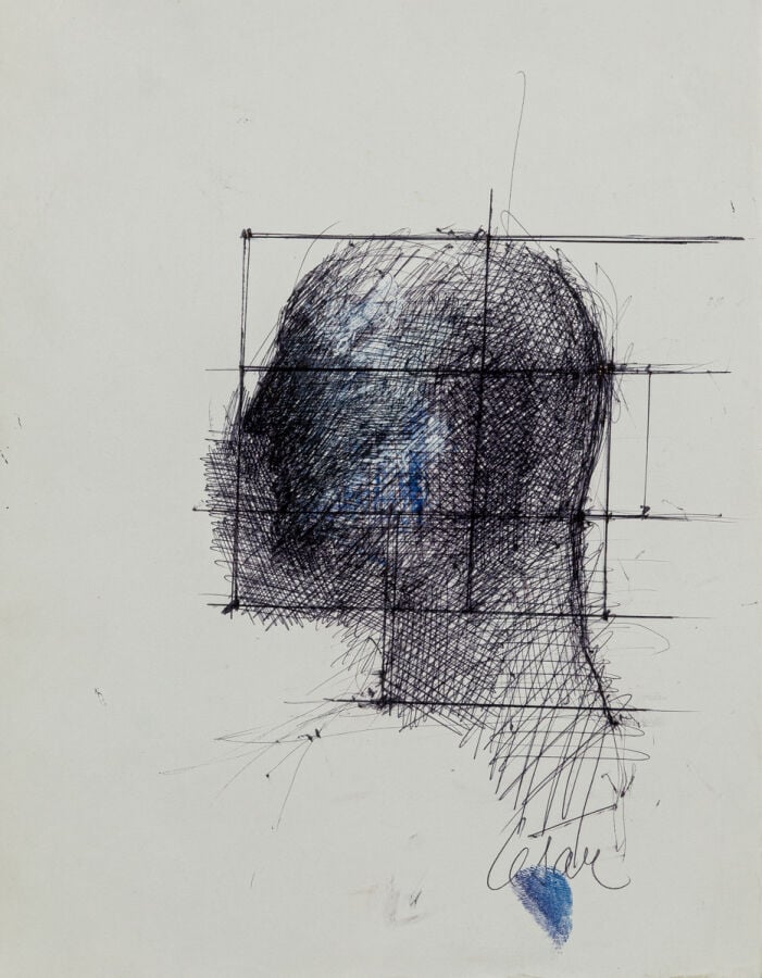 CÉSAR (1921-1998) - Profil de Ferrero, 1990 - Encre sur papier, signé et emprei…