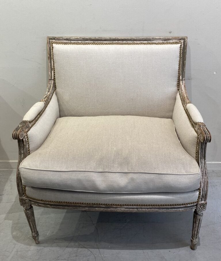 Chaise d'appoint en bois mouluré - Style Louis XVI - 88 x 81 x 60 cm - (recouve…