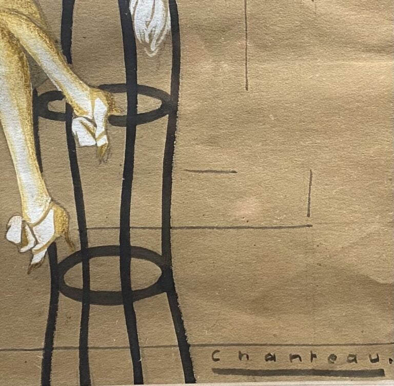 CHANTEAU - Jeune femme des années 1920 - Gouache - 30.5 x 21.5 cm