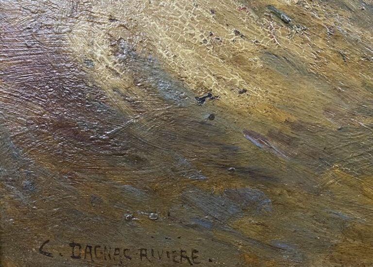 Charles DAGNAC-RIVIERE (1864-1945) - Bateau sur les bords d'une rivière - Huile…